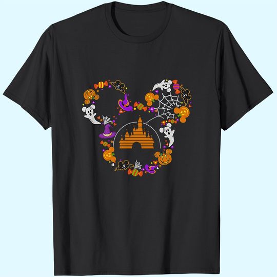 Halloween Mickey Head With Castle T-Shirt