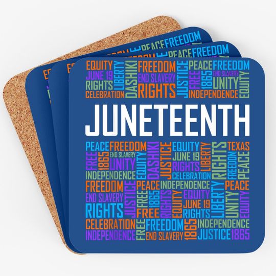 Juneteenth Words Black History Afro American African Freedom Coaster