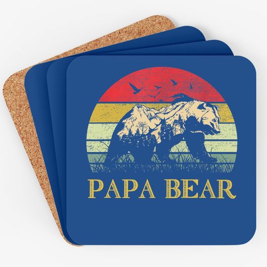 Papa Bear Best Dad Tfathers Day Father Pop Coaster