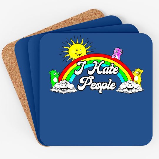 I Hate People Rainbow Printed Coaster