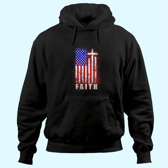 Patriotic Christian Faith Love Jesus American Flag Cross Hoodie