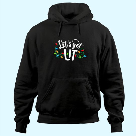 Discover Christmas Funny Pajamas Let's Get Lit Christmas Hoodie