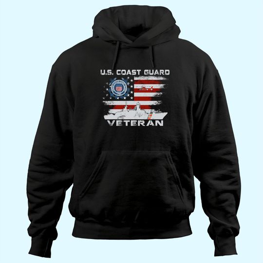US Coast Guard Veteran Hoodie Vintage Veteran Flag Tees Hoodie