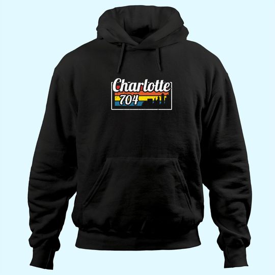 Vintage Charlotte City Skyline 704 Hoodie