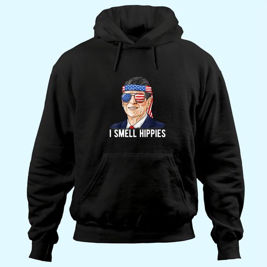 Reagan Ronald Hoodie Conservative President I Smell Hippies Hoodie