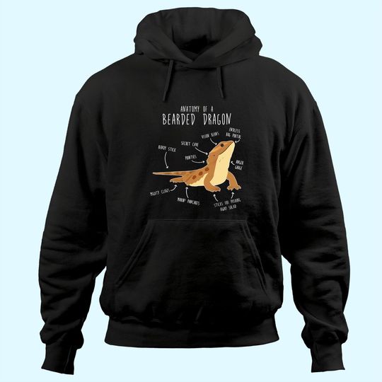 The Anatomy of a Bearded Dragon, Pet Reptile Lizard Lover Hoodie