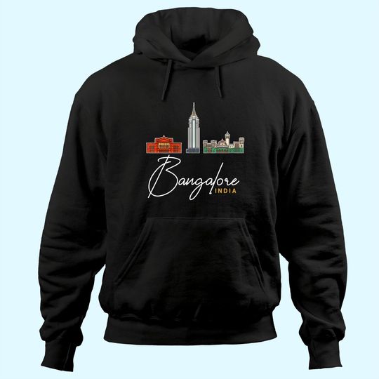 Discover Bangalore India City Skyline Map Travel Hoodie
