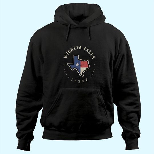 Discover Vintage Wichita Falls Texas State Flag Map Hoodie