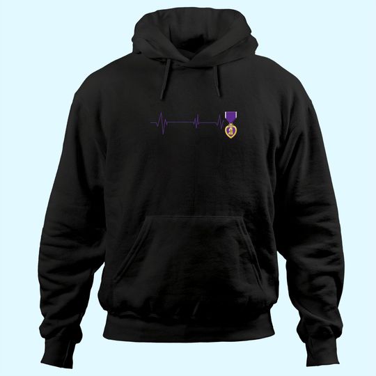 Discover Heart Beats Purple Heart US Military Purple Heart Veteran Hoodie