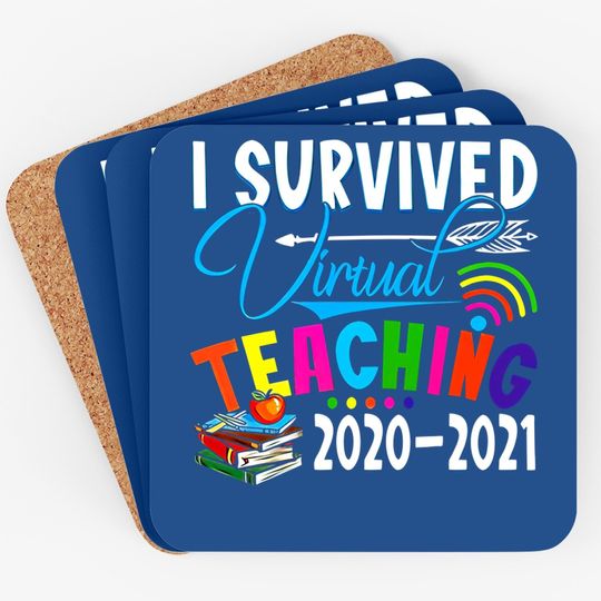 Discover Fashion Coaster - Funny I Survived Virtual Teaching End Of Year Teacher Remote Gift Coaster Short Sleeve