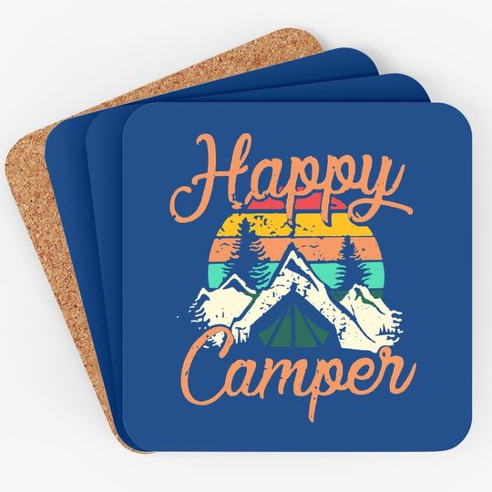 Discover Happy Camper Coaster For Funny Cute Graphic Coaster Short Sleeve Letter Print Casual Coaster Coaster