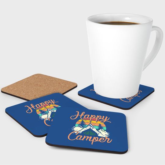 Happy Camper Coaster For Funny Cute Graphic Coaster Short Sleeve Letter Print Casual Coaster Coaster