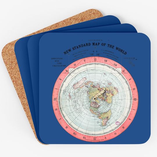 Flat Earth Theory World Map - Funny Conspiracy Theory Coaster Coaster