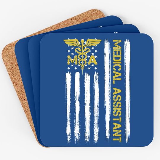 American Flag Patriotic Certified Medical Assistant Ma Gift Coaster