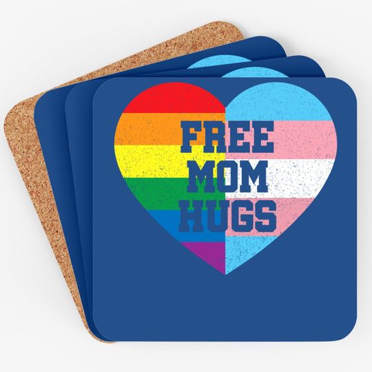 Free Mom Hugs Coaster Gay Pride Gift Transgender Rainbow Flag Coaster