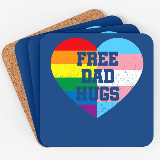 Free Dad Hugs Pride Lgbt Rainbow Flag Family Coaster