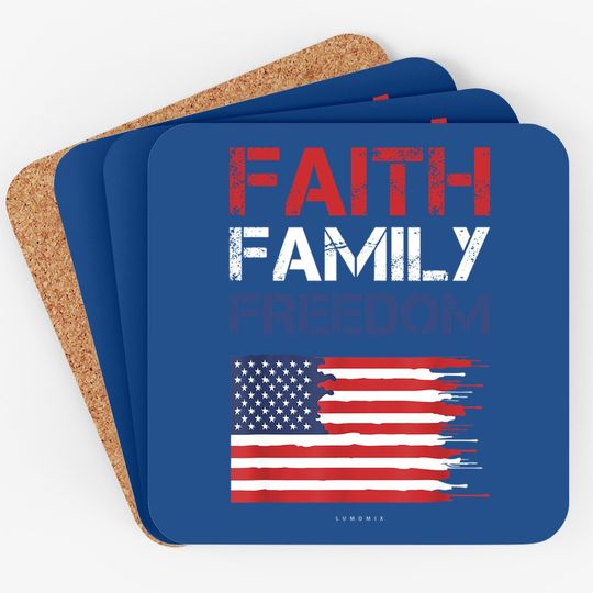 Faith Family Freedom - Patriotic Usa Coaster - American Gift Coaster
