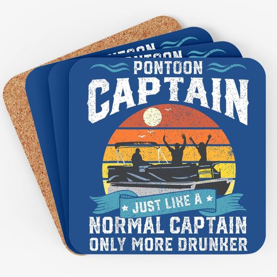 Funny Pontoon Captain Boat Lake Boating Beer Gift For Dad Coaster