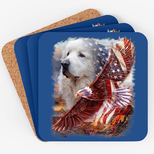 Great Pyrenees American Patriot Coaster