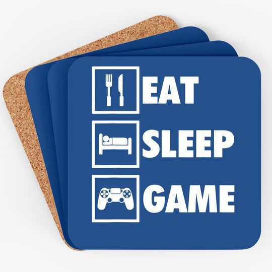 Eat Sleep Game Funny Gamer Coaster For Video Game Players