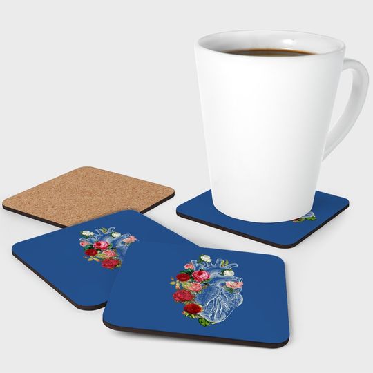 Anatomical Heart And Flowers Show Your Love Coaster