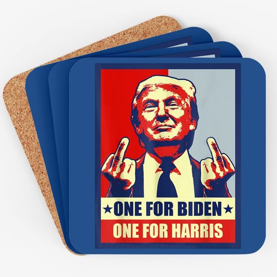 Trump Middle Finger Biden Harris Republican American Flag Coaster