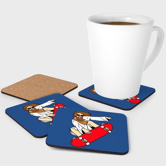 Jesus Riding Skateboard Coaster