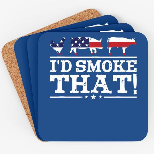 Funny Bbq Coaster I'd Smoke That Meat Pitmaster Grill Gift Coaster