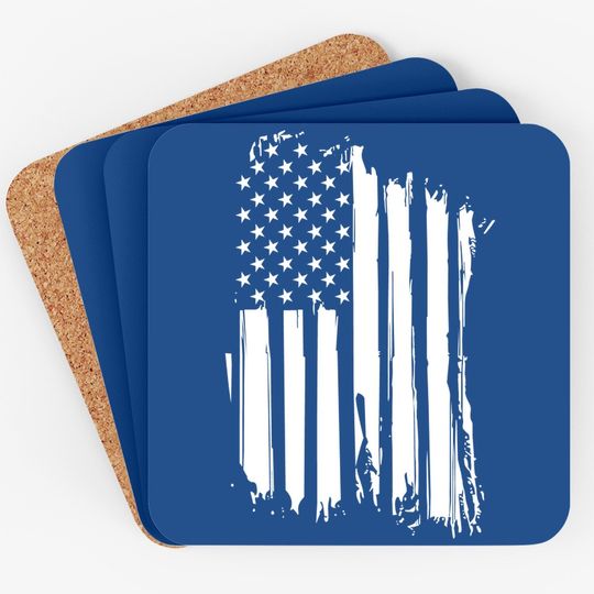 Nine Line American Flag Coaster - Heavy Metal Patriotic Coaster - Dropline Logo And American Flag On Sleeve - Grey