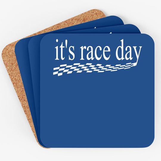 It's Race Day Coaster Auto Racing Dirt Racing Checkered Flag Coaster