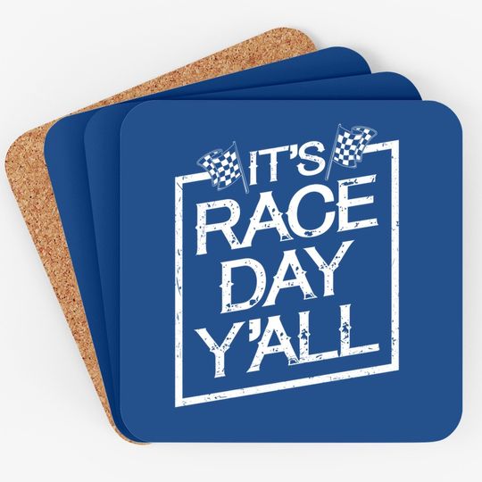 It's Race Day Y'all Dirt Track Racing Checkered Flag Coaster