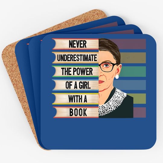 Feminist Ruth Bader Ginsburg Rbg Quote Girl With Book Coaster