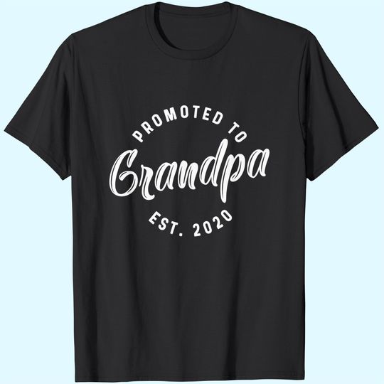 Mens Promoted to Grandpa Est 2020 T Shirt Best Funny Novelty Gift Fathers Day