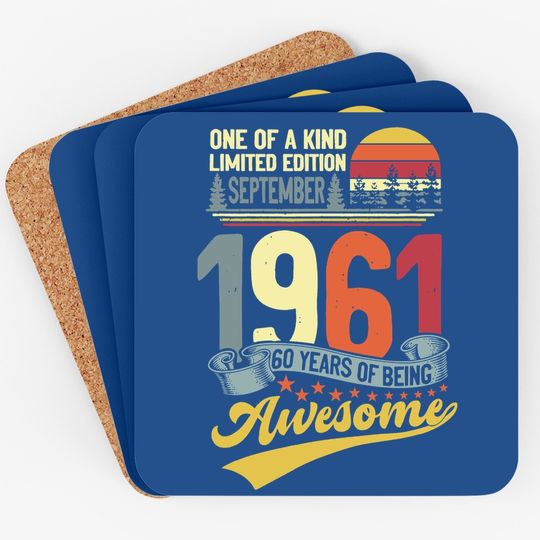 60th Birthday September 1961 60 Years Old 60th Bday Month Coaster