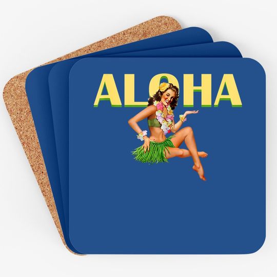 Aloha Hawaiian Retro Vintage Pin Up Hawaii Coaster