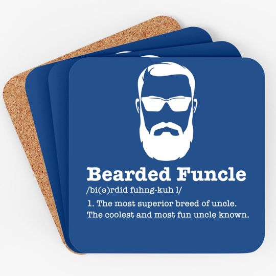 Bearded Funcle Coaster Funny Uncle Vintage Style Coaster