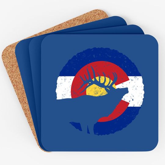 Colorado Elk Hunting Coaster: Co State Flag Hunter Coaster