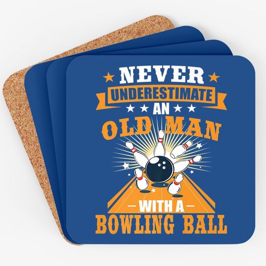 Never Underestimate Old Man Bowler Bowling Coaster