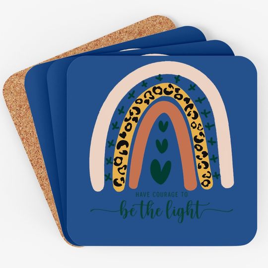 Be The Light Boho Rainbow Christian Scripture Religious Coaster