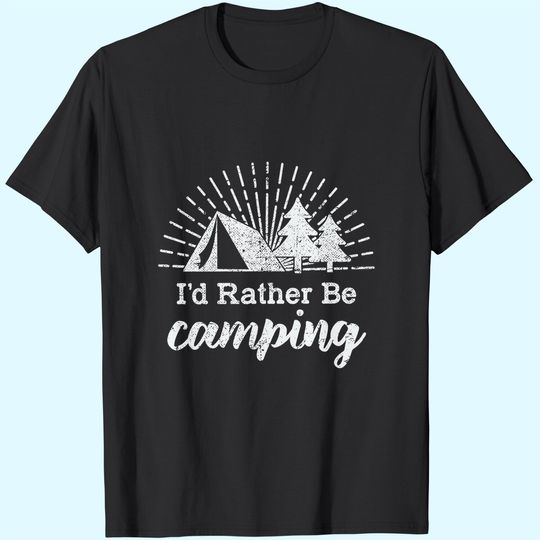 Discover Mens Id Rather Be Camping T Shirt Funny Outdoor Adventure Hiking Tee for Guys
