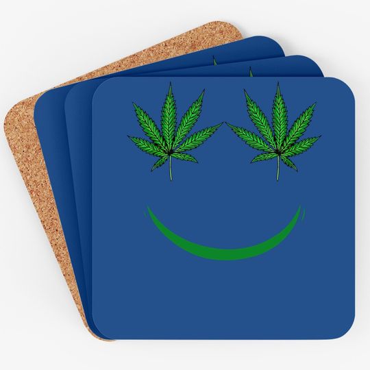 Pot Leaf Smiley Face Weed Coaster
