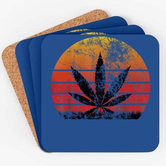 Sun Vintage Coaster Marijuana Weed Cannabis Leaf Coaster