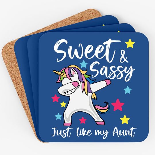Sassy Like My Aunt Unicorn Cute Matching Auntie And Niece Coaster