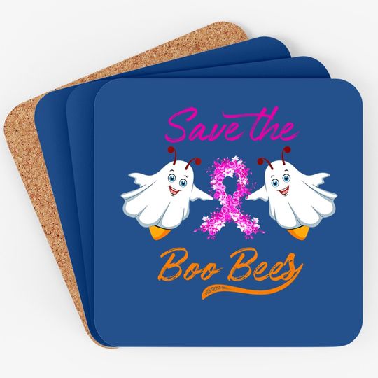 Breast Cancer Halloween Gift - Save The Boo Bees Coaster