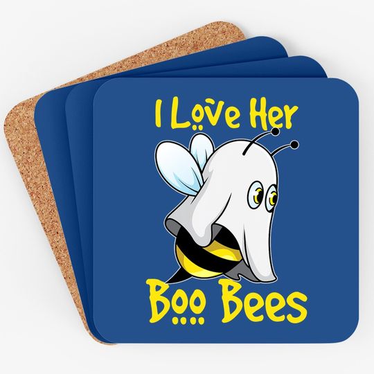 I Love Her Boo Bees Halloween Matching Couple Costume His Coaster