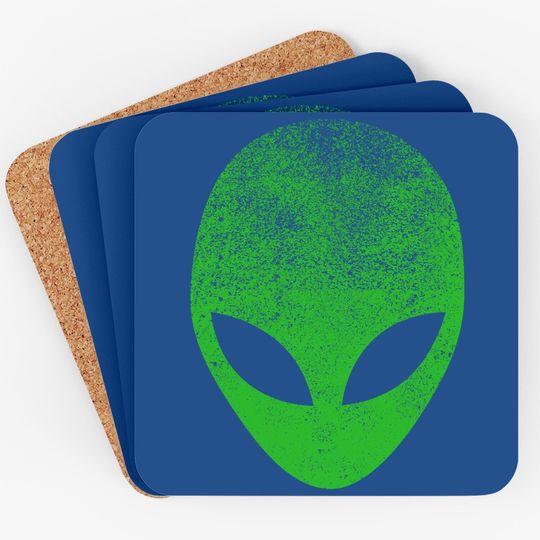 Alien Head Distressed Coaster I Aliens Ufo Area 51 Roswell Coaster