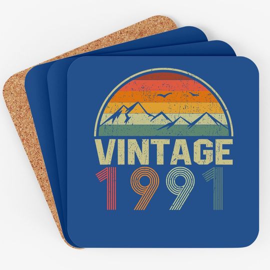 30th Birthday Gift Idea, Vintage 1991, Birthday Classic Coaster