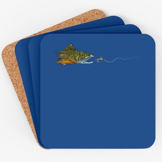 Fly Fishing Brook Trout Dry Fly Tying Fisherman Coaster