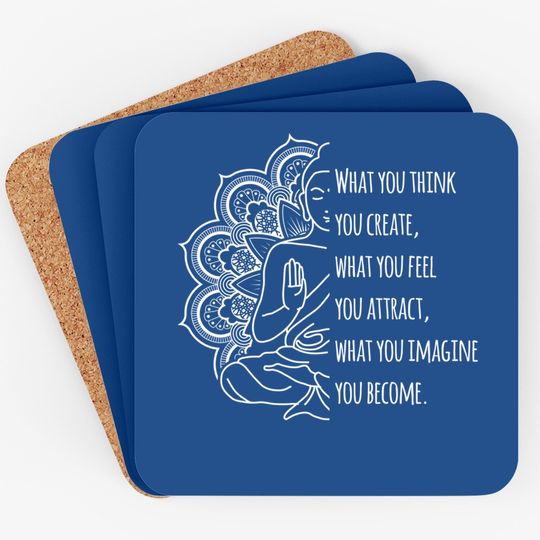 Law Of Attraction Spiritual Buddha Meditation Quote Coaster