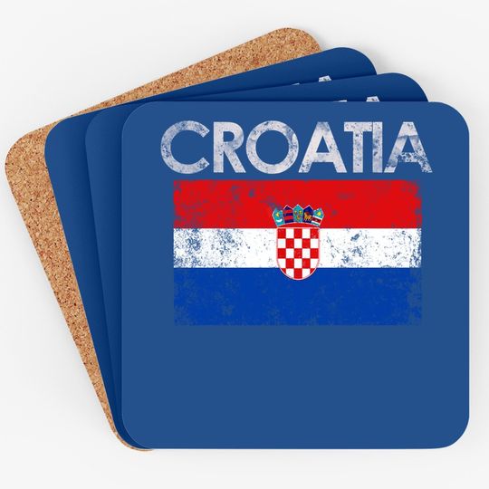 Vintage Croatia Croatian Flag Pride Gift Coaster